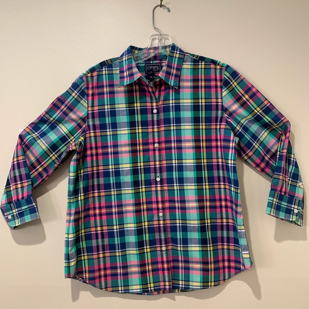 Chaps Multicolor Plaid Button Down Shirt